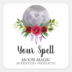 White Spell Jar Stickers With Crystal Moon
