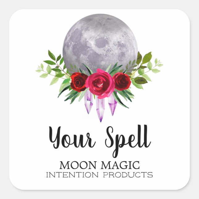 White Spell Jar Stickers With Crystal Moon (Front)
