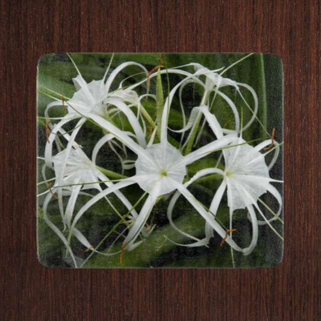 White Spider Lilies Floral Cutting Board (In Situ)