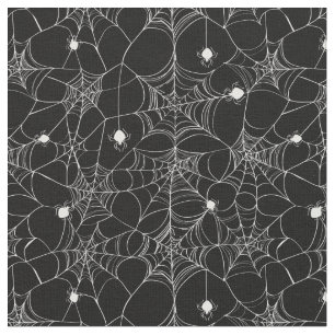 White Spider Web Halloween Fabric
