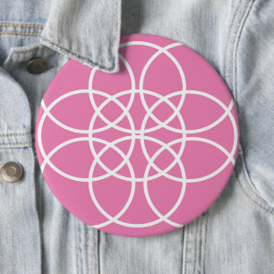 White Spiral Circles on Pink 6 Cm Round Badge