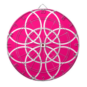 White Spiral Circles on Pink Dartboard
