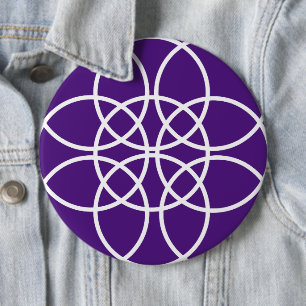 White Spiral Circles on Purple 6 Cm Round Badge