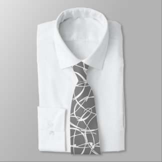 White spirals on grey Neck Tie