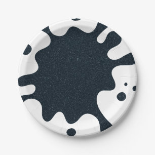 White Splash Charcoal Party Plate – Customisable