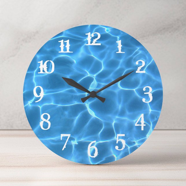 White Splash Numbers Blue Swimming Pool Large Clock (White Splash Numbers Blue Swimming Pool Large Clock)