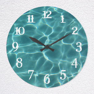 White Splash Numbers Swimming Pool Wall Clock