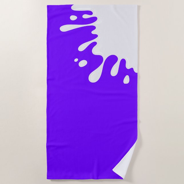 White Splash on Electric Indigo Beach Towel (Front)