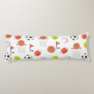 White Sports Balls Theme Collection Body Pillow