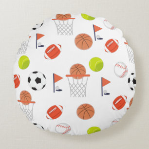 White Sports Balls Theme Collection Pillow