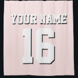 White Sports Jersey Team Jersey Shower Curtain<br><div class="desc">Preppy Solid Colour Team Jersey / Sports Jersey / Football Jersey / Rugby Jersey with Custom Name Customise this with your own name or team name and a number. You can change the size, colour and placement of the text if you need to make changes, change the colour of or...</div>