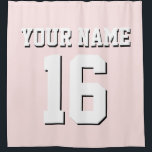 White Sports Jersey Team Jersey Shower Curtain<br><div class="desc">Preppy Solid Colour Team Jersey / Sports Jersey / Football Jersey / Rugby Jersey with Custom Name Customise this with your own name or team name and a number. You can change the size, colour and placement of the text if you need to make changes, change the colour of or...</div>
