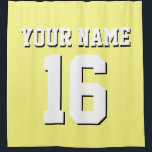 White Sports Jersey Team Jersey Shower Curtain<br><div class="desc">Preppy Solid Colour Team Jersey / Sports Jersey / Football Jersey / Rugby Jersey with Custom Name Customise this with your own name or team name and a number. You can change the size, colour and placement of the text if you need to make changes, change the colour of or...</div>