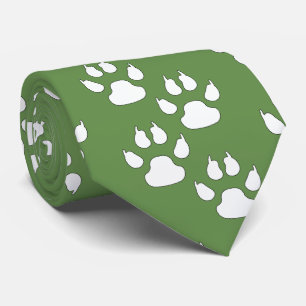 White Sports Mascot CLAW Paw On Green Tie