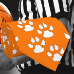 White Sports Mascot CLAW Paw On Orange Tie<br><div class="desc">Team mascot Claw  paw prints on dark orange necktie</div>
