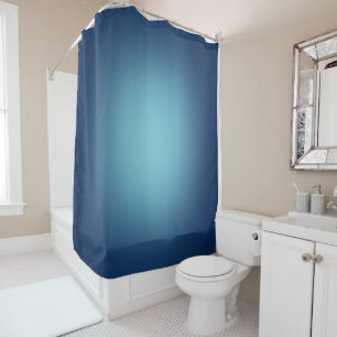 White spotlight on blue shower curtain