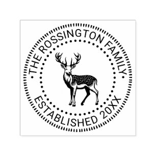 White Spotted Deer Family Name Date Estd NT Frm Self-inking Stamp