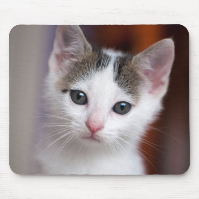 White Spotted Kitty Mouse Pad (Front)