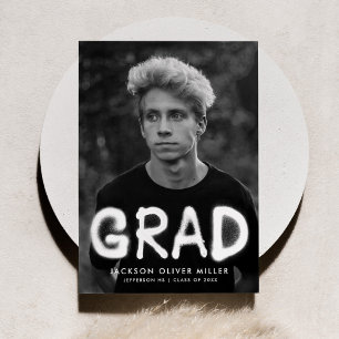 White Spray Paint Typography Photo Graduation Announcement