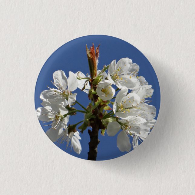 White Spring Bloom 3 Cm Round Badge (Front)