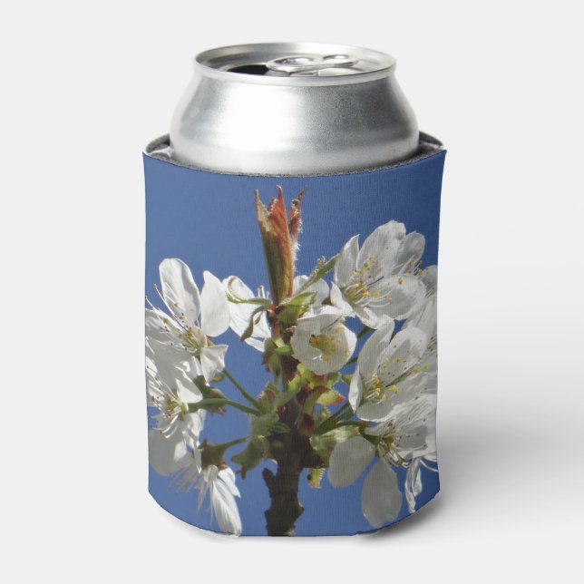 White Spring Bloom Can Cooler (Can Front)