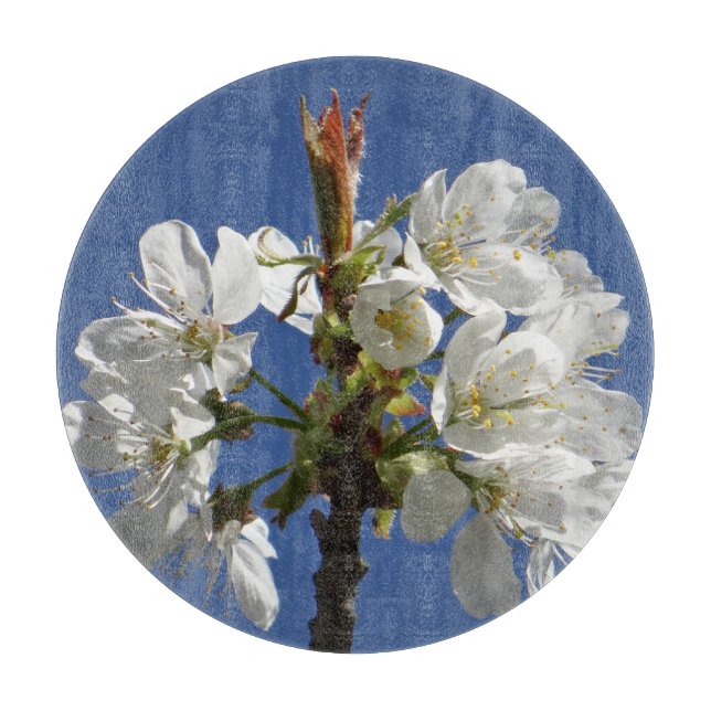 White Spring Bloom Cutting Board (Front)
