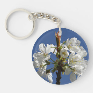 White Spring Bloom Key Ring