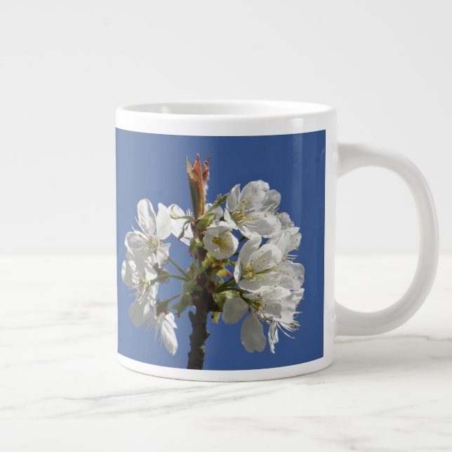 White Spring Bloom Large Coffee Mug (Right)