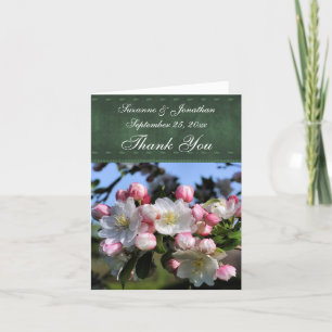 White Spring Blossoms Personalised Wedding  Thank You Card
