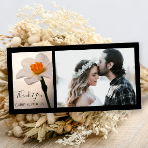 White Spring Daffodil Flower Wedding Thank You Card