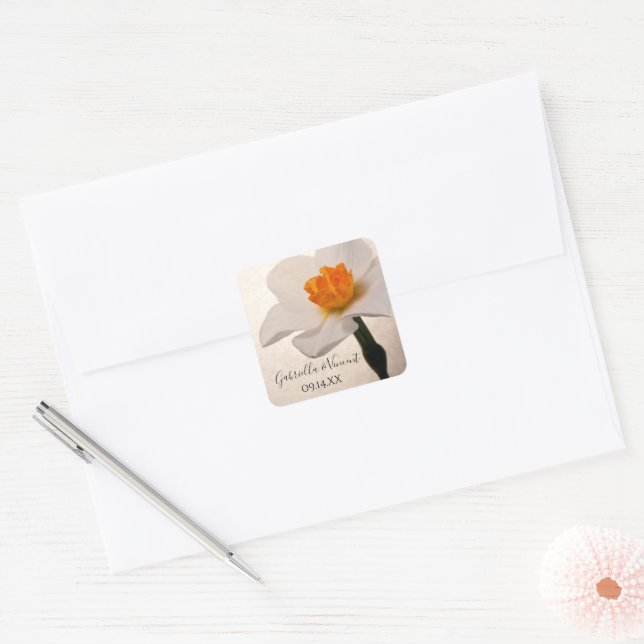 White Spring Daffodil Wedding Envelope Seals (Envelope)