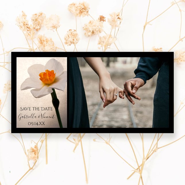 White Spring Daffodil Wedding Save the Date Photo (Creator Uploaded)