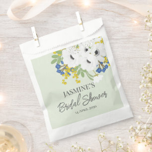 White Spring Floral Bouquet Bridal Shower  Favour Bags