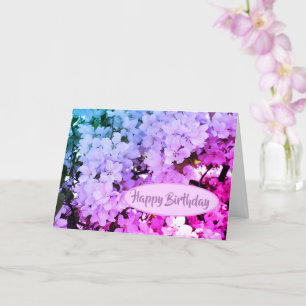 White Spring Flower Blossoms Birthday Card