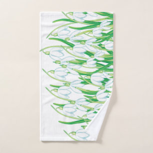 White Spring Snowdrops Hand Towel