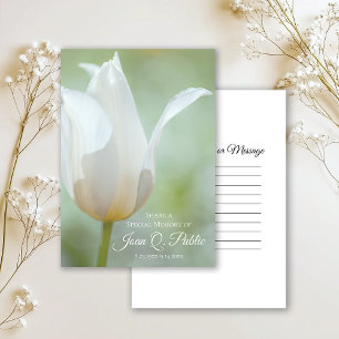 White Spring Tulip Flower Share a Memory Funeral  Card