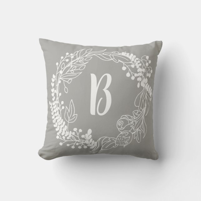 White Spring Wreath & Grey Cushion (Front)