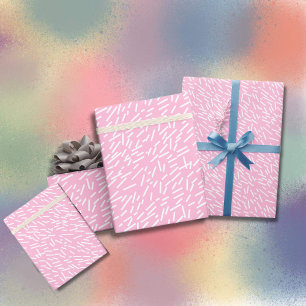 White Sprinkles on Pink Background Wrapping Paper