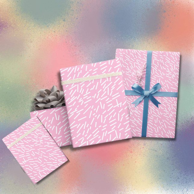 White Sprinkles on Pink Background Wrapping Paper (Pink & white sprinkles Wrapping paper. ideal for birthdays, baby showers etc. Multilingual project.)