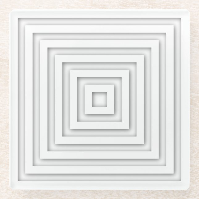 White Square Geometric Glass Coaster (Front)
