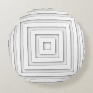 White Square Geometric Round Cushion