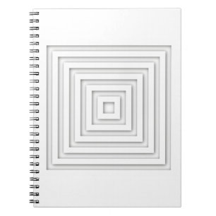 White Square Geometric Spiral Notebook