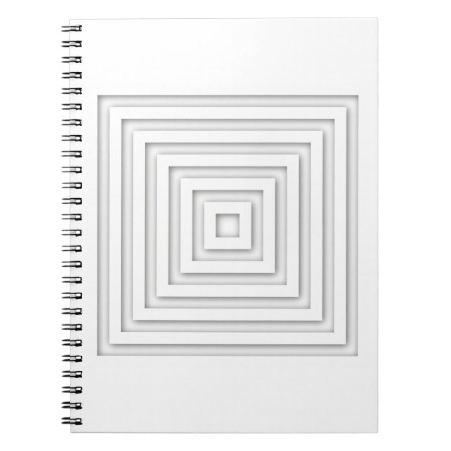 White Square Geometric Spiral Notebook (Front)