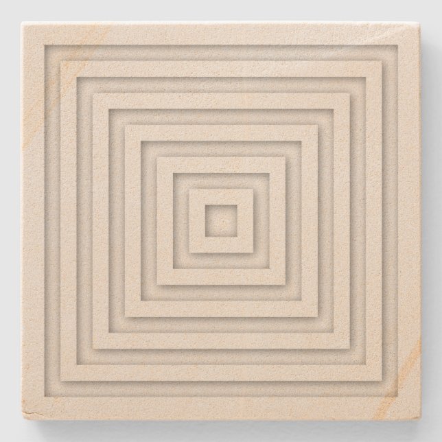 White Square Geometric Stone Coaster (Front)