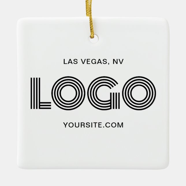 White Square Modern Logo Ceramic Ornament (Front)