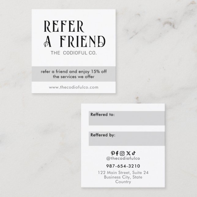 White Square Referral Card (Front/Back)