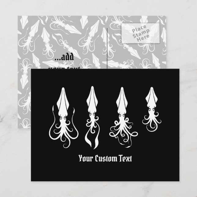 White Squid Icons Postcard (Front/Back)