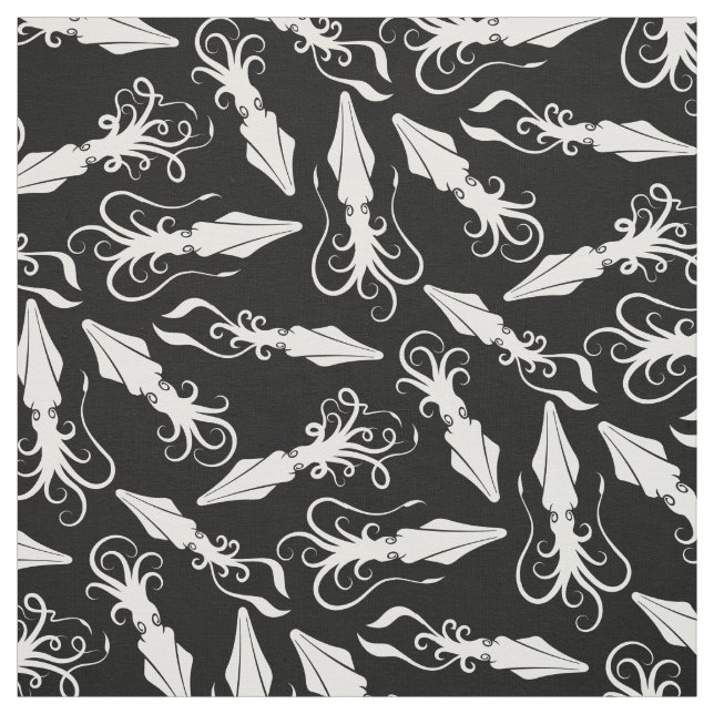 White Squid Pattern Fabric (Swatch)