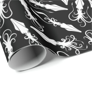 White Squid Pattern Wrapping Paper