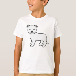 White Staffordshire Bull Terrier Dog Illustration T-Shirt